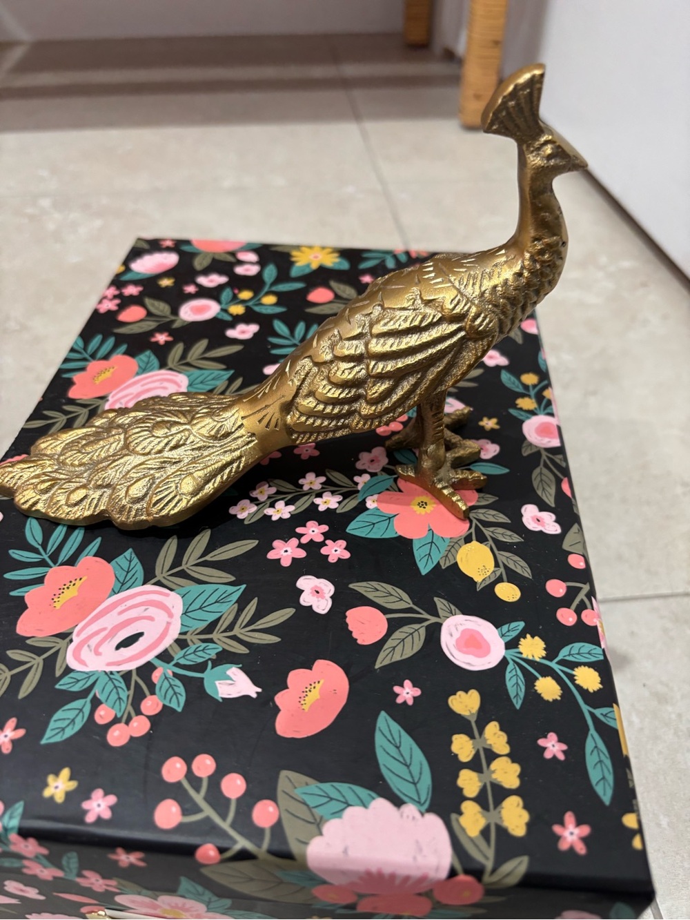 Gold Brass Peacock Figurine